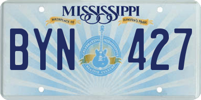 MS license plate BYN427
