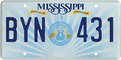 MS license plate BYN431