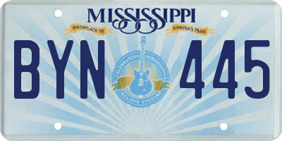 MS license plate BYN445