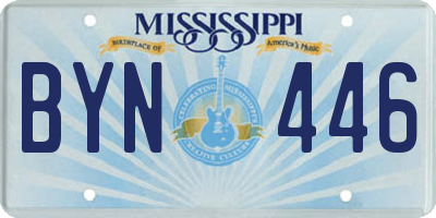 MS license plate BYN446