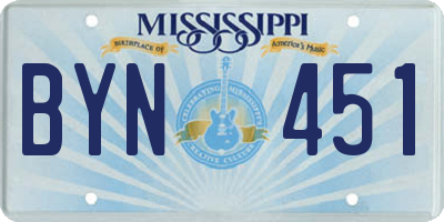 MS license plate BYN451