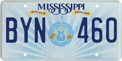 MS license plate BYN460