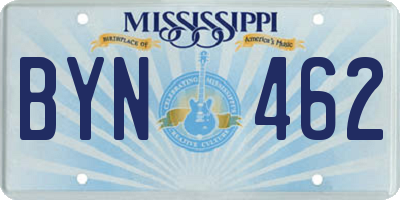 MS license plate BYN462