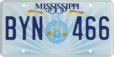 MS license plate BYN466