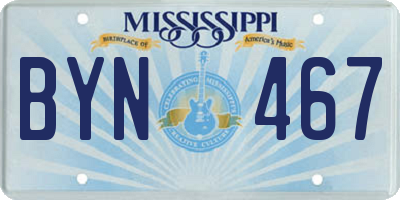MS license plate BYN467