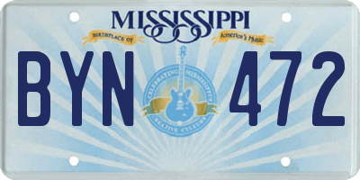 MS license plate BYN472