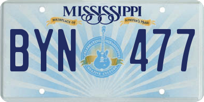 MS license plate BYN477