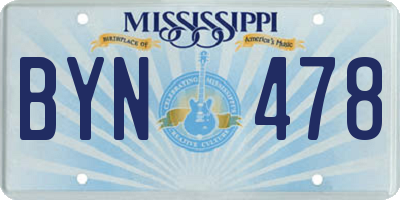 MS license plate BYN478