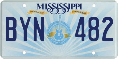 MS license plate BYN482