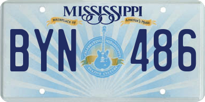 MS license plate BYN486