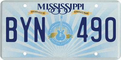 MS license plate BYN490