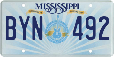 MS license plate BYN492