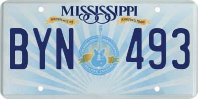 MS license plate BYN493
