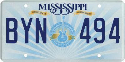 MS license plate BYN494