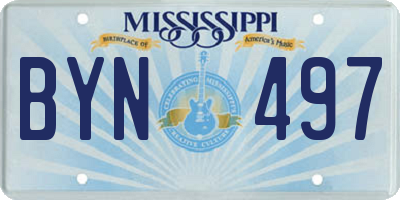 MS license plate BYN497