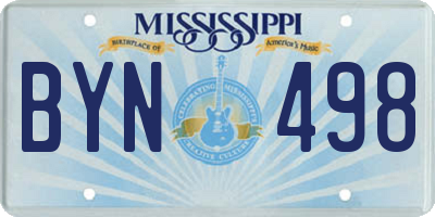 MS license plate BYN498