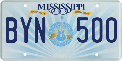 MS license plate BYN500