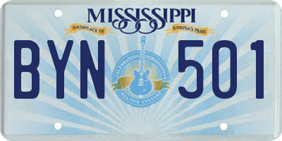 MS license plate BYN501