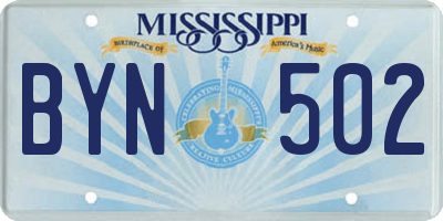 MS license plate BYN502