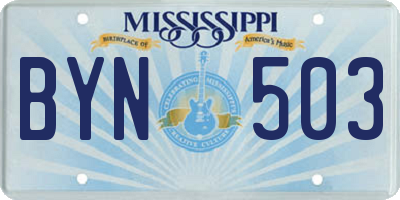 MS license plate BYN503