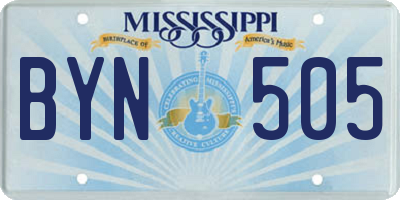 MS license plate BYN505