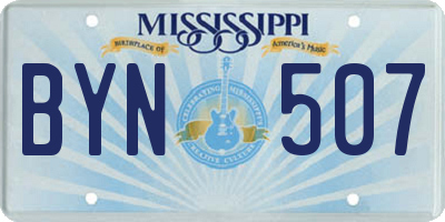 MS license plate BYN507
