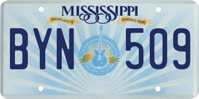 MS license plate BYN509