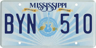 MS license plate BYN510