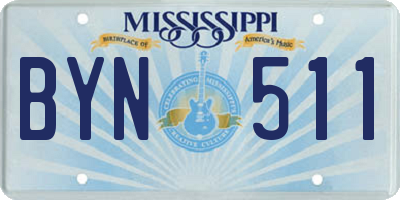 MS license plate BYN511