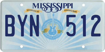 MS license plate BYN512