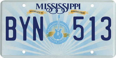 MS license plate BYN513