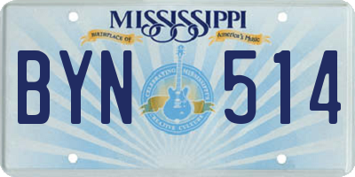 MS license plate BYN514