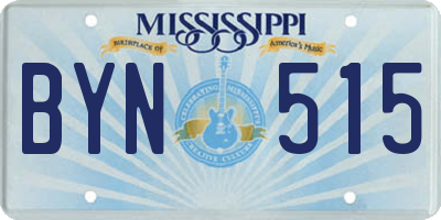 MS license plate BYN515