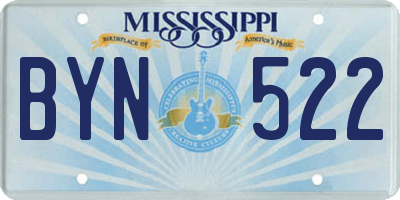MS license plate BYN522