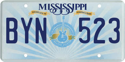 MS license plate BYN523