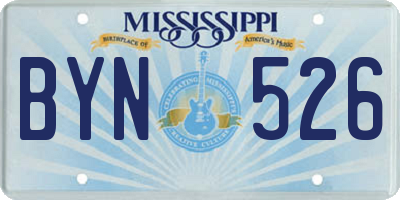 MS license plate BYN526