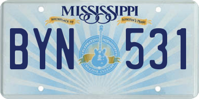 MS license plate BYN531