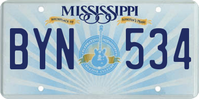 MS license plate BYN534