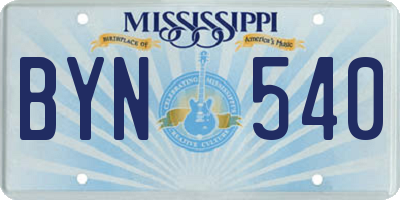 MS license plate BYN540