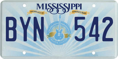 MS license plate BYN542