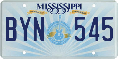 MS license plate BYN545