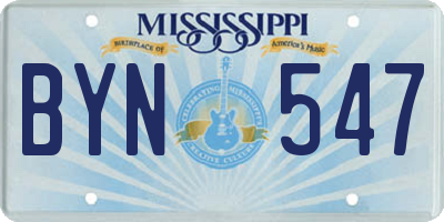 MS license plate BYN547