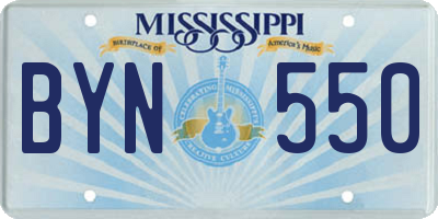 MS license plate BYN550