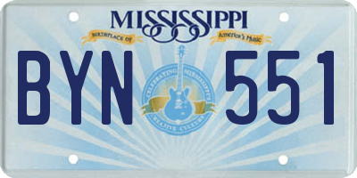 MS license plate BYN551