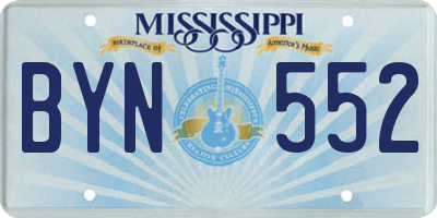 MS license plate BYN552