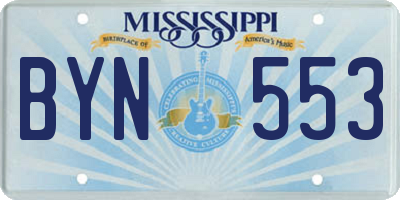 MS license plate BYN553