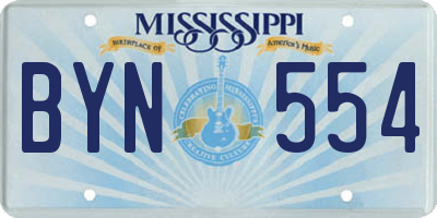 MS license plate BYN554