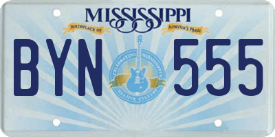 MS license plate BYN555