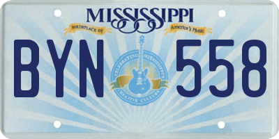 MS license plate BYN558