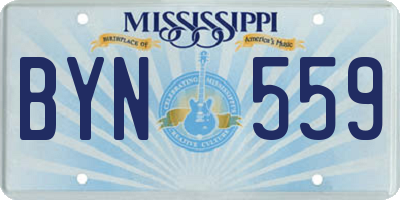 MS license plate BYN559